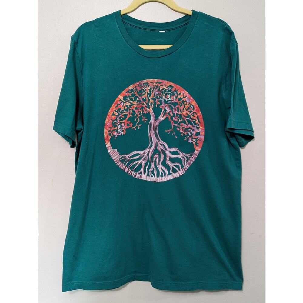 Women's Multicolor Peace Tree T-Shirt Size approximate XL